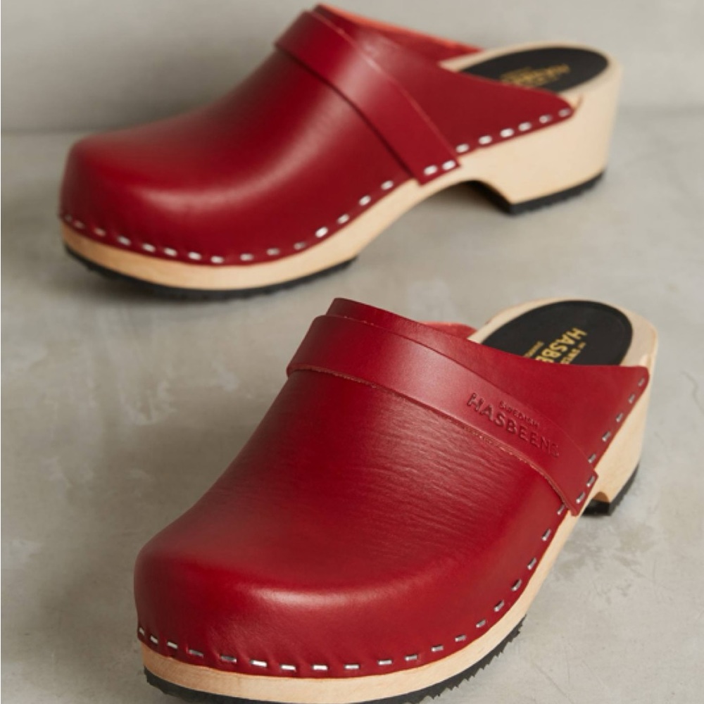 red Swedish Hasbeens husband clogs EU 37/US 6.5/7